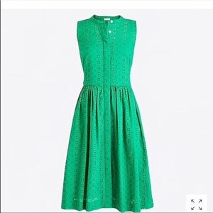 J crew green eyelet dress